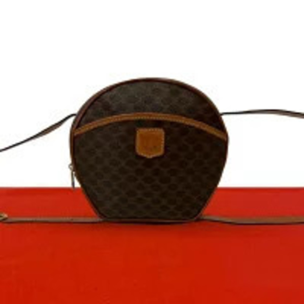 Celine Macadam Blazon Triomphe Leather Shoulder Bag Brown